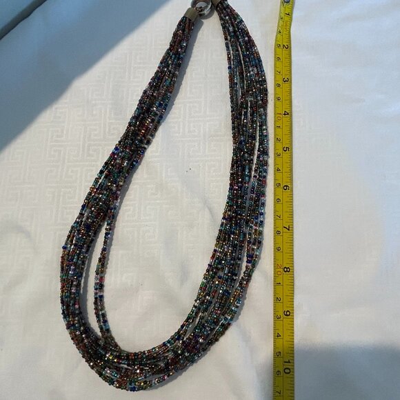22" Bead Necklace, Long Necklace, Multi strands Necklace, Colorful Beaded - Picture 4 of 10
